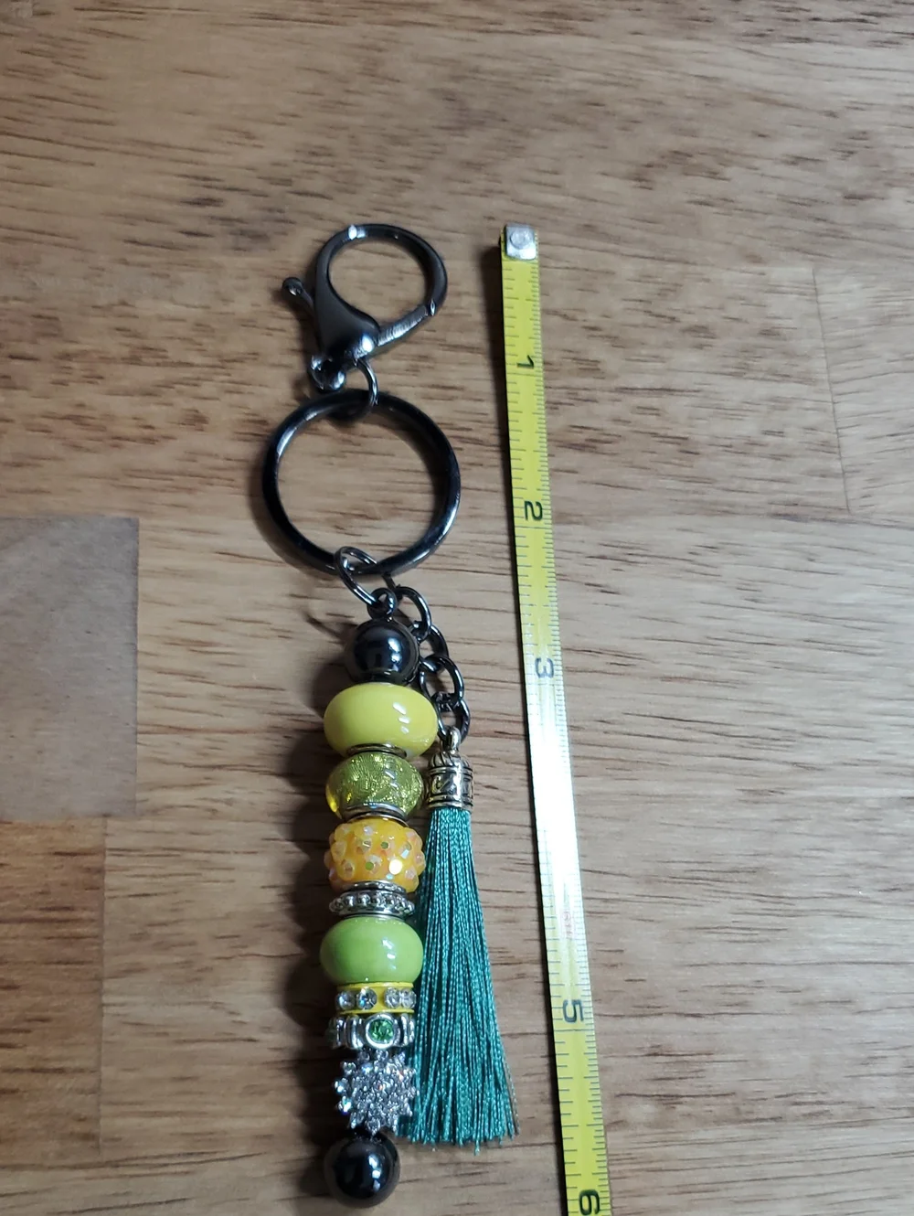 Beaded Tassel Keychain - Yellow & Teal